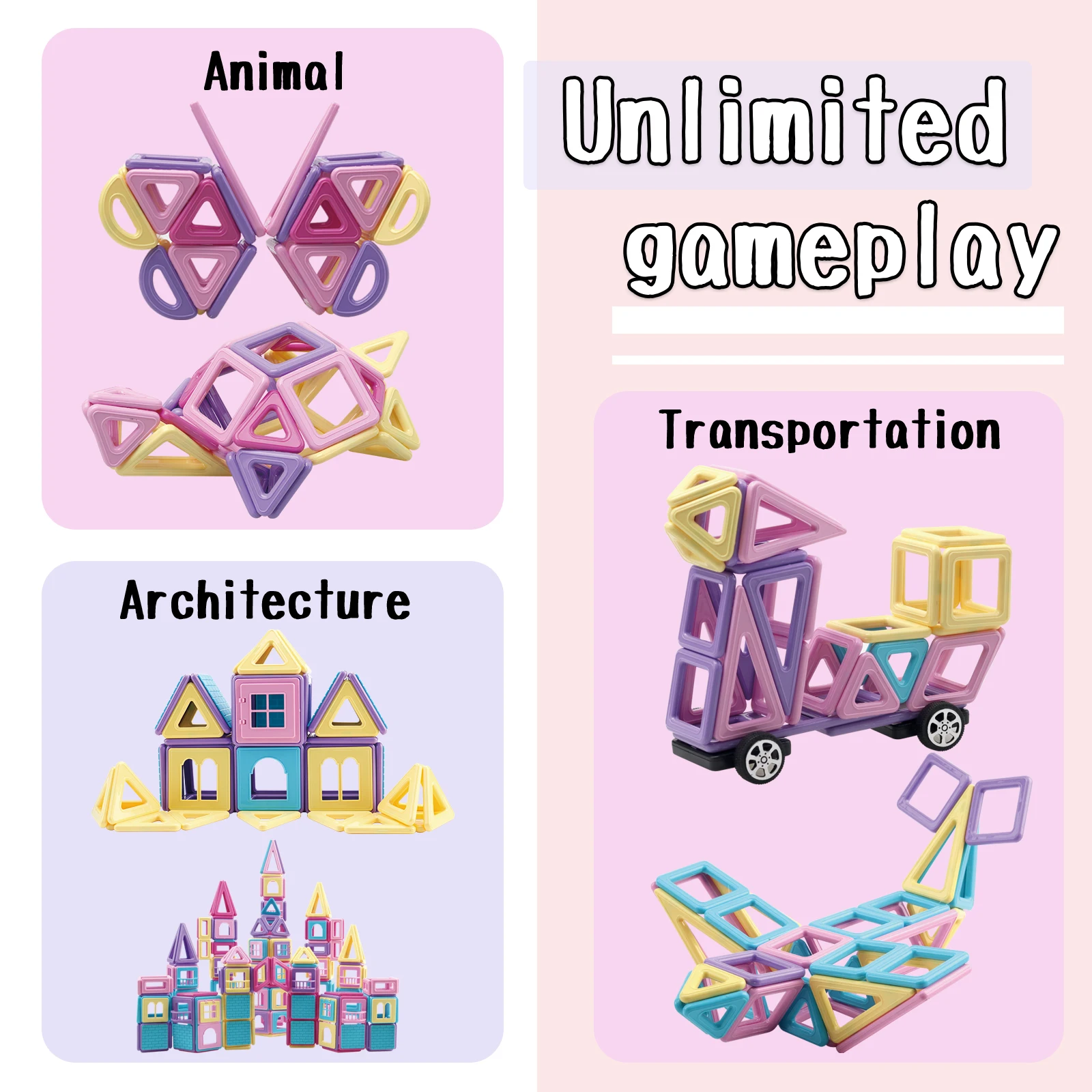 172PCS Mini Size Magnetic Building Blocks STEM Construction Set Educational Magnet Toy for 3+ Years Boys Girls Gifts