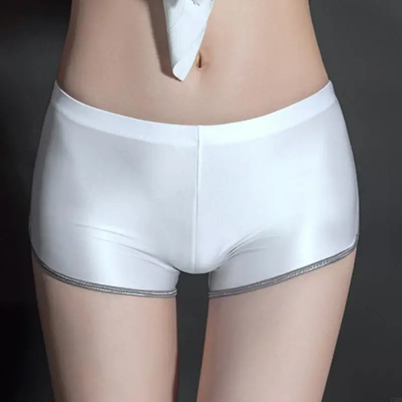 77HE 女性のローウエスト絶賛ディスコダンスボトムスオイルシャイニングホットパンツメタリック戦利品ショーツダンスフェスティバル衣装ギフト