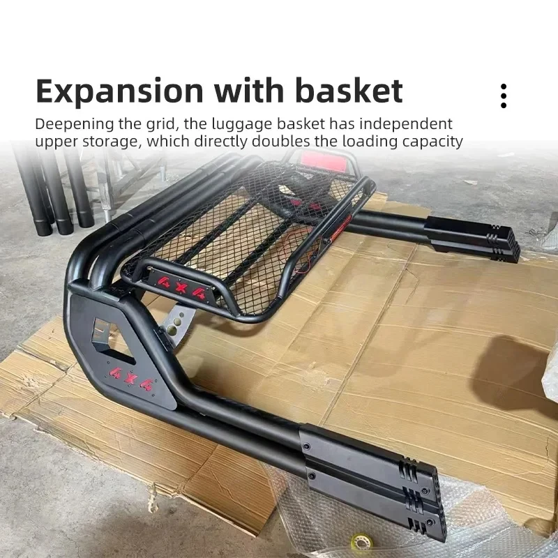 Precision-Fit FactoryDouble Tube Bed Rack With Storage Basket For Silverado & C / .Ft Pickup Truck Cargo Roll Bar Mod Rust-Proof