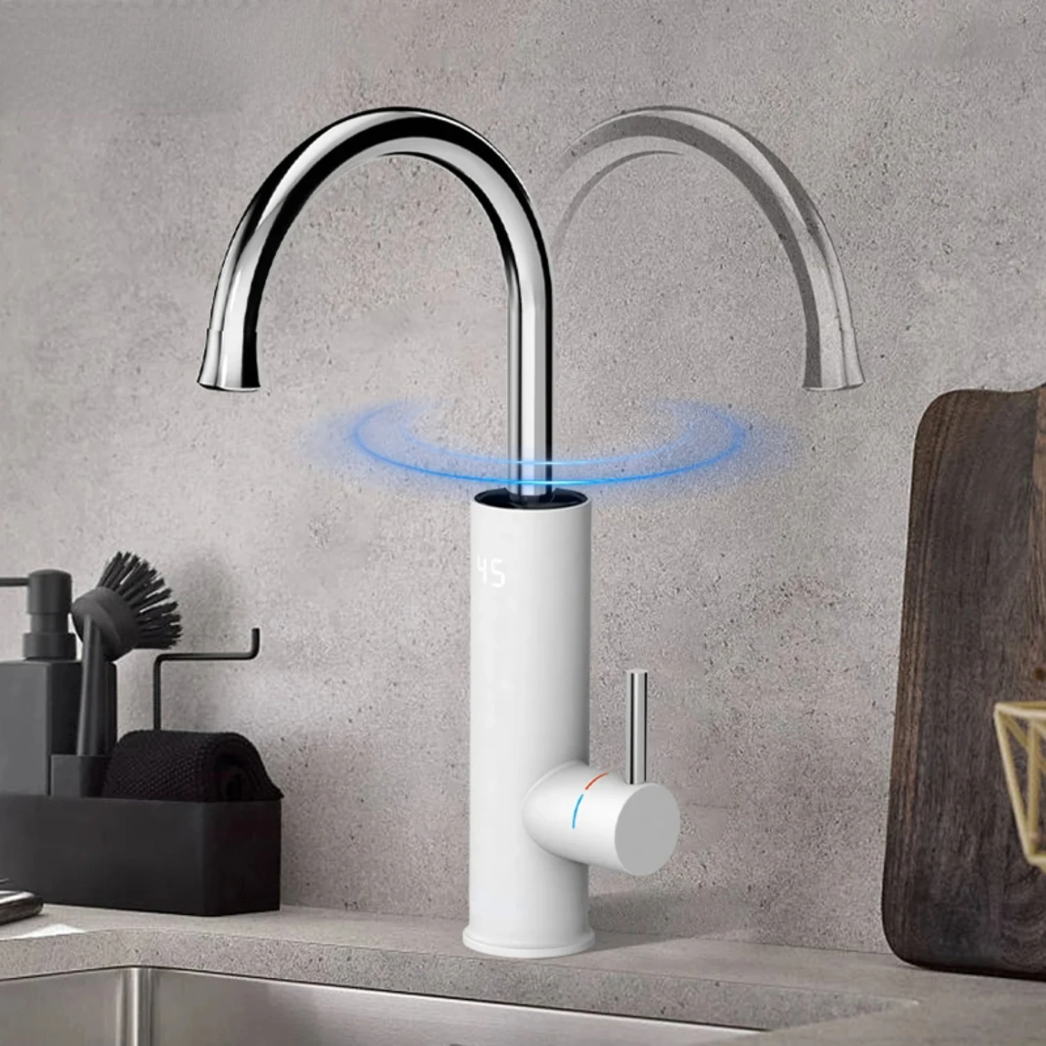

Heater Flowing Kitchen Faucet 2 in 1 Tankless Heating Tap ° Swivel Spout Faucet Mini Geyser