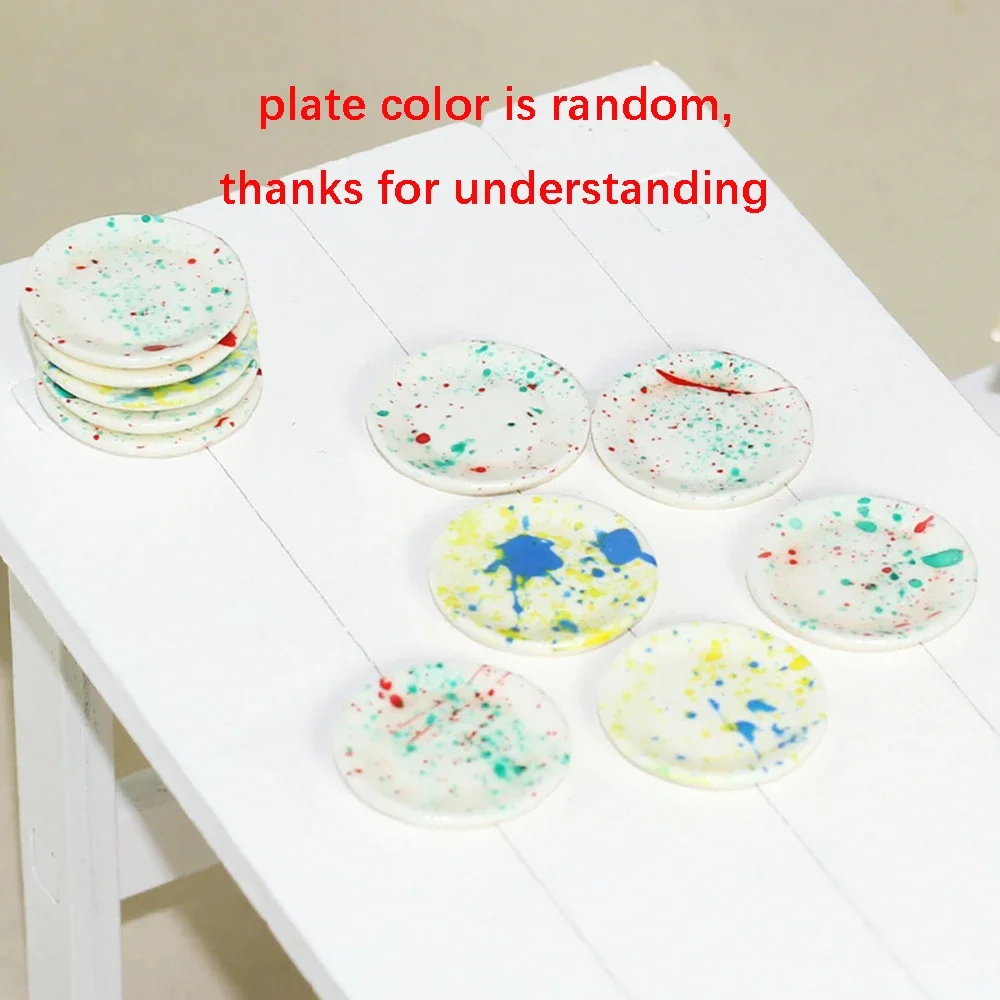 3Pcs 1/12 Dollhouse Miniature Resin Splash Ink Plate Model Mini Food Tay Toy for Doll House Accessories Decoration ob11 bjd