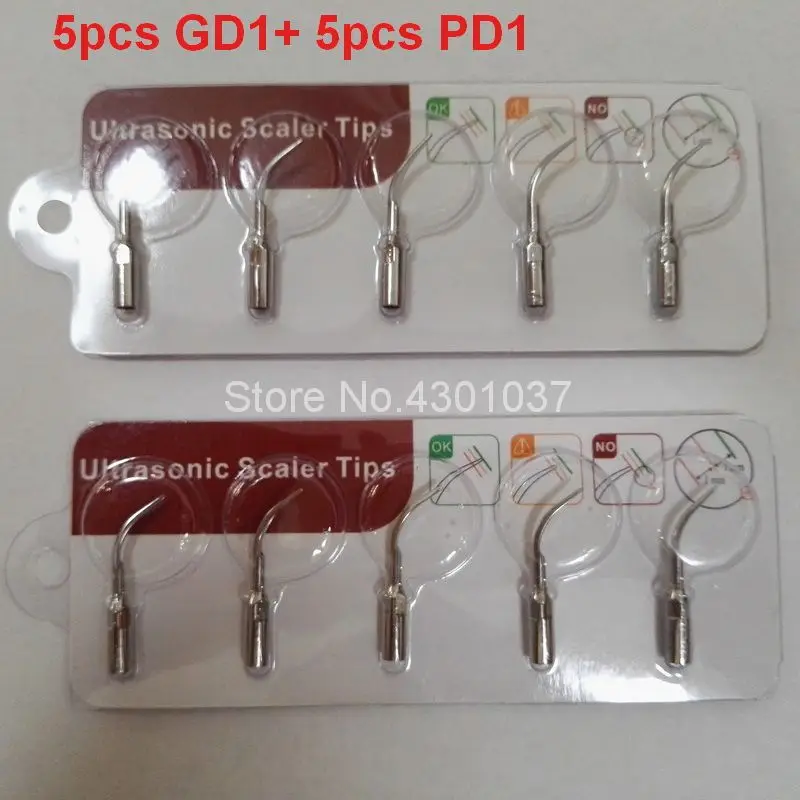 

10 PCS Dental Scaling Perio Tips for Satelec DTE NSK Ultrasonic Scaler Handpiece 5pcs GD1 + 5pcs PD1 Teeth Whitening