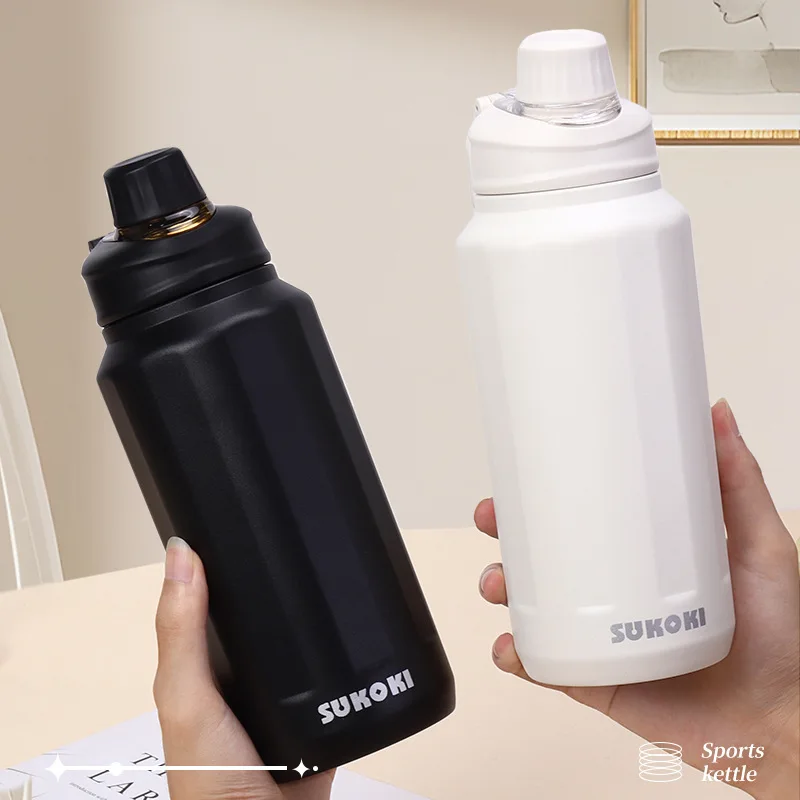 1000ML Cup Large Capacity Vacuum Cup Thermos Bottle Purple Black Red Stainless Steel Insulated Water Bottle Travel Cup