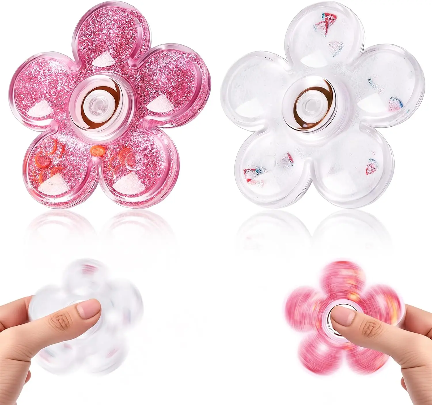 

Набор из 2-х блестящих жидкостных спиннеров для снятия стресса и концентрации внимания, идеально подходит для детей и взрослых