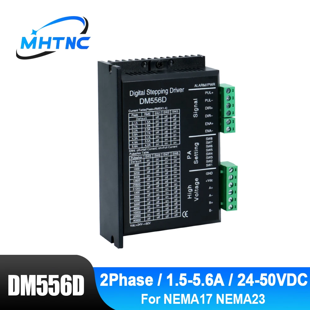 DM556D 2 Phase Microstep Motor Driver 24-50V DC 1.5-5.6A Suitble for NEMA17 NEMA23 Stepper Motor Controller 42 57 Stepper Motor