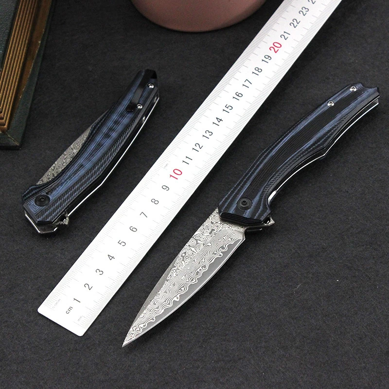 

Z0707 Folding Pocket Knife VG-10 Damascus Blade EDC Hunting Tactical Survival Knives Multifunctional Tools Fruit Knife for Men