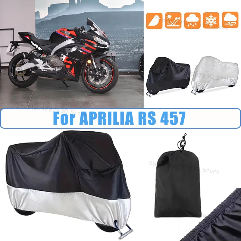 210D Oxford Motorcycle Cover Waterproof All Season UV Protection For APRILIA RS 457 Anti-Tear Windproof Motorbike Cover