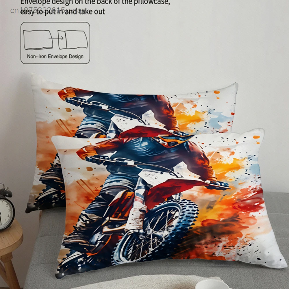 3pcs Motorcycle Racing Bedding Sets 3D Printed Motocross Rider Duvet Cover Sets With Pillowcases No Filling - view 4