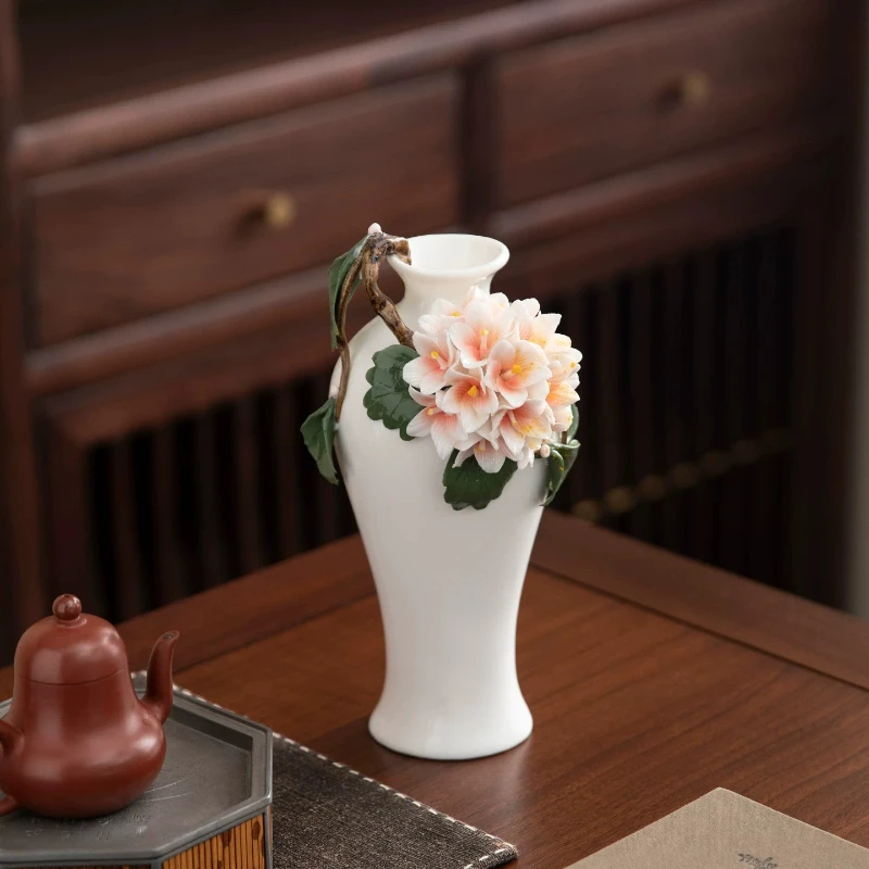 Ceramic Vase Ornament,Hand‑Pinched Flower Vase for Living Room,Luxury Simple Decor for Dried Flower Arrangement Household Decor