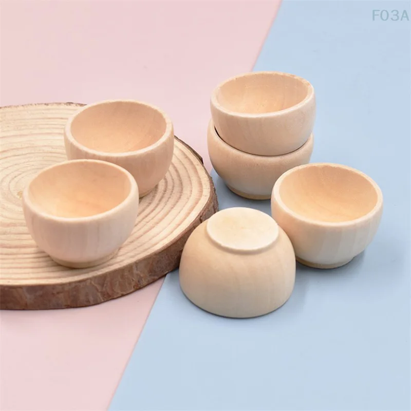 60*30MM Smll Children's Painted Wooden Bowl DIY Wooden Crafts Decor Room Small Wooden Bowl Oak Fruit Decoration