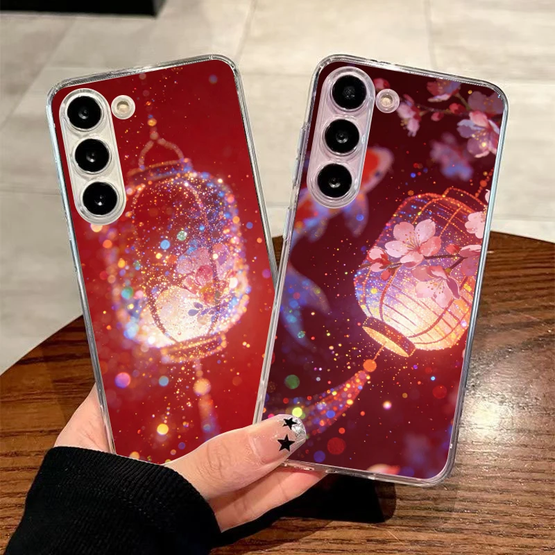 Soft TPU for Samsung Galaxy A12 A15 A17 A21S A22 A23 A25 A31 A32 A33 A35 A41 A51 A53 5G Transparent Phone Case Koi Fish Lantern
