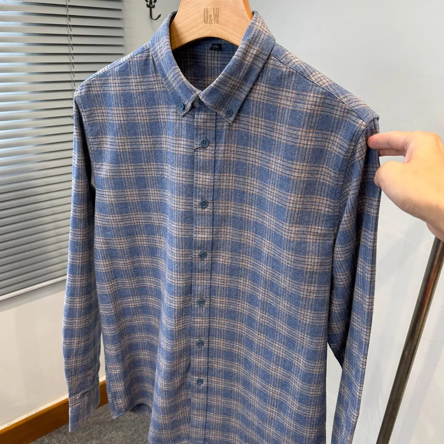 

Thiened Pure Cotton Long Sve irt Мужская повседневная клетчатая молодежная осенне-зимняя модная внутренняя одежда на пуговицах с подставкой