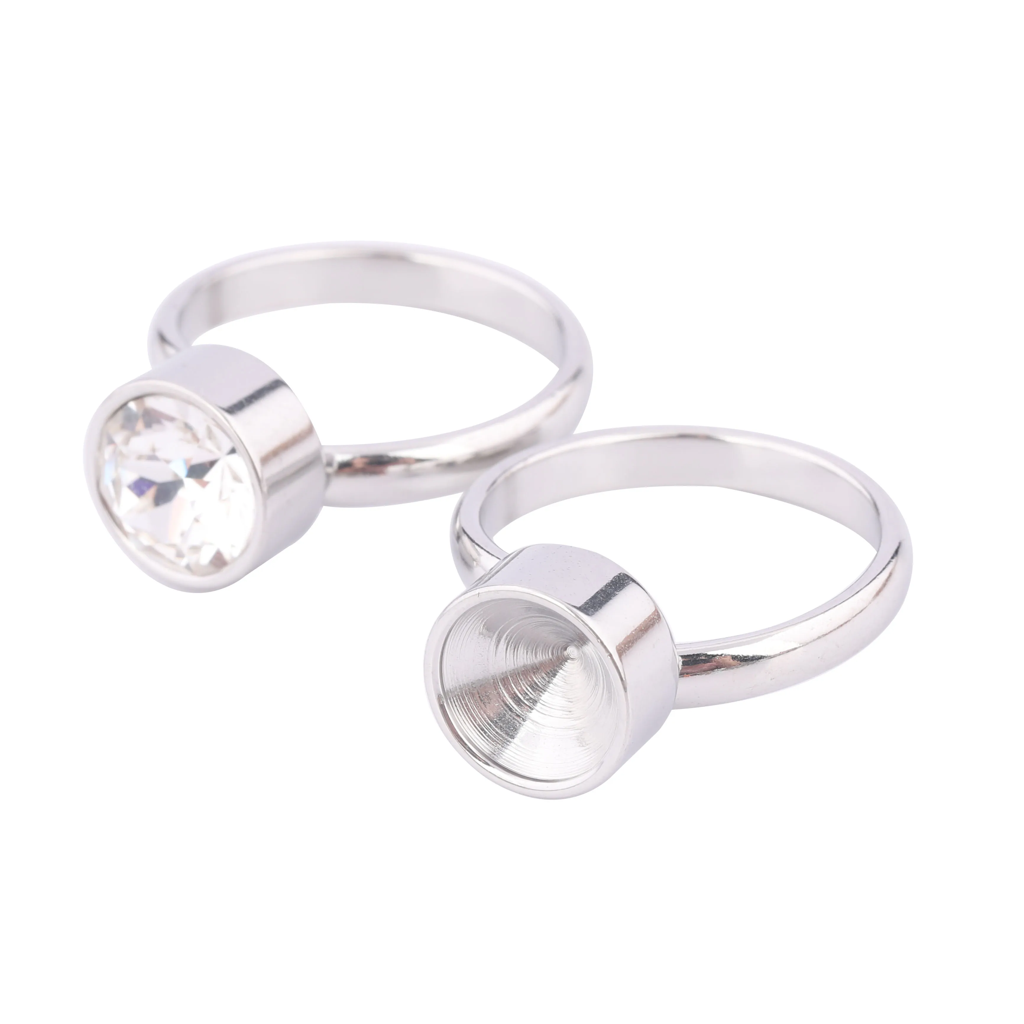 10pcs Stainless Steel Adjustable Ring Base Settings For Ss39 Crystal Stones Diy Fingerring Bezel Blanks