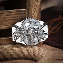Western Belt Buckle Initial Vintage-Cowboy Rodeo Silver Large Skull Belt Buckle for Men Women
