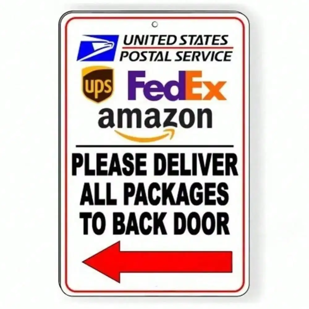 Back Door Arrow Sign, Package Delivery Sign for Wall Decor, Funny Housewarming Gift for Bathroom Bedroom