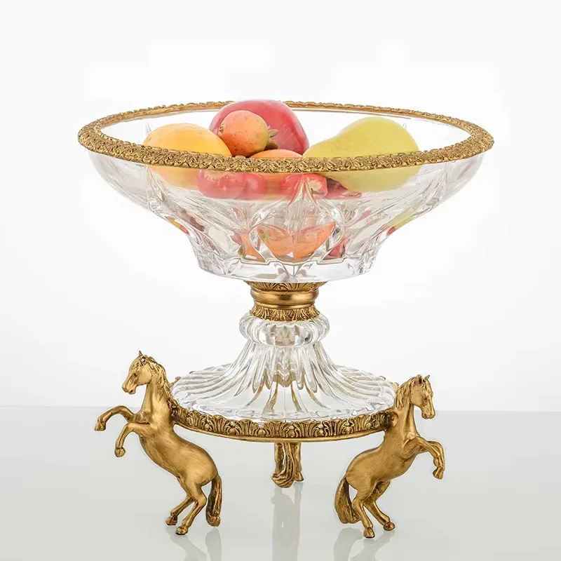 wedding living room round snack dessert cake dried fruit decoration brass tray kitchen counter fruit salad glass bowl