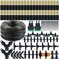 10-50M Garden 4/7mm Hose Automatic Drip Watering Irrigation Kit System 1/4'' Brass Mist Nozzles for Lawn Potted Plant Greenhouse