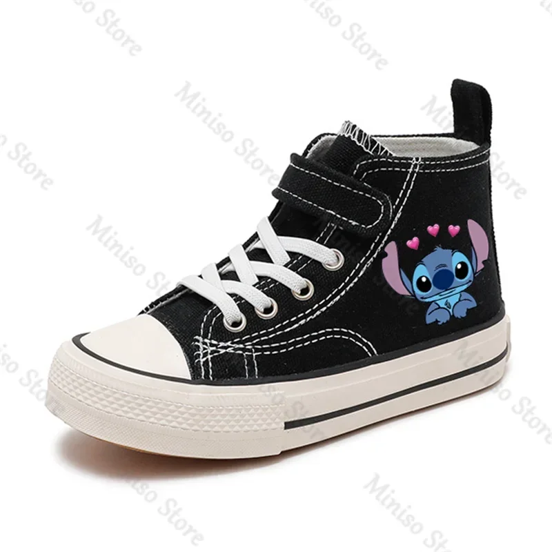 Zapatos de lona de Disney para niños y niñas, zapatos informales de dibujos animados kawaii Lilo Stitch, zapatos deportivos cómodos, zapatos de tenis estampados para niños