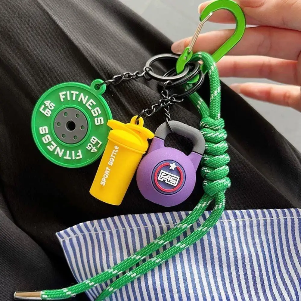 

Sports Fitness Bag Charms Colored Rope Bag Pendant Mini Dumbbell Water Cup Keychain Bag Accessories For Men Women Y2k Keychain