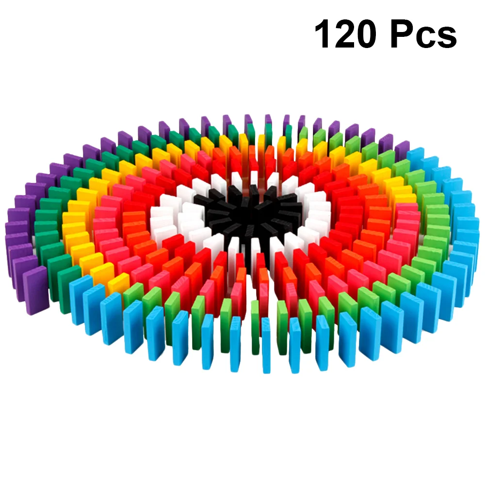 어린이 교육용 소나무 목재 빌딩 블록, 다채로운 도미노, 어린이 장난감, 120 개
