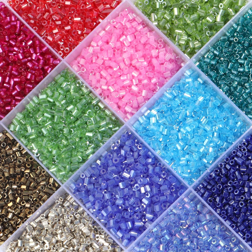 1200/5000pcs 2mm Colored Short Tube Shaped Glass Beads Loose Spacer Rice Beads For DIY Bracelet Earrings Jewelry Accessories