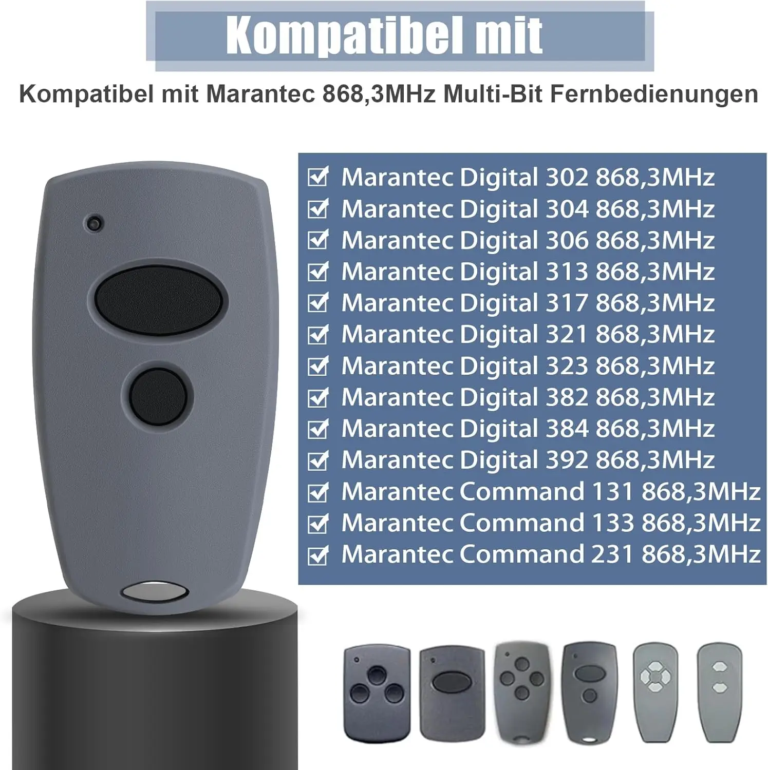 2 قطعة باب المرآب التحكم عن بعد ل Marantec D304 D384 D321 D323 متوافق مع جهاز التحكم عن بعد Marantec Digital D302 868.3MHz