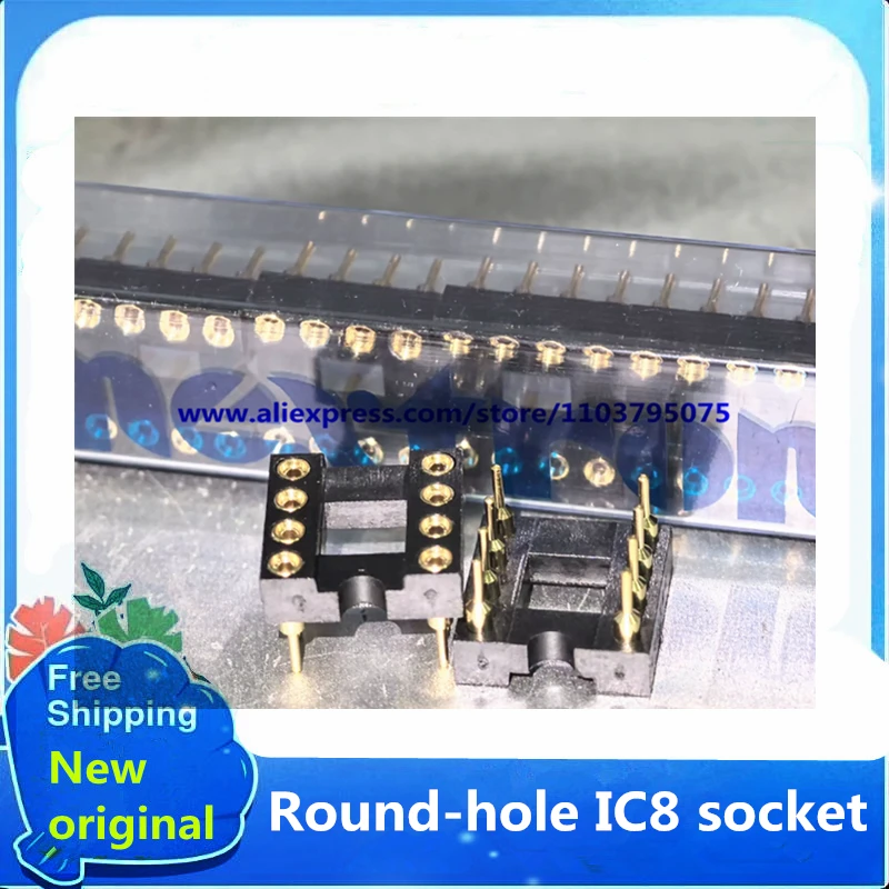 

5 шт./лот, новый оригинальный Zhengling Precision, полностью позолоченное 8-контактное гнездо с круглым отверстием IC, гнездо для операционного усилителя IC
