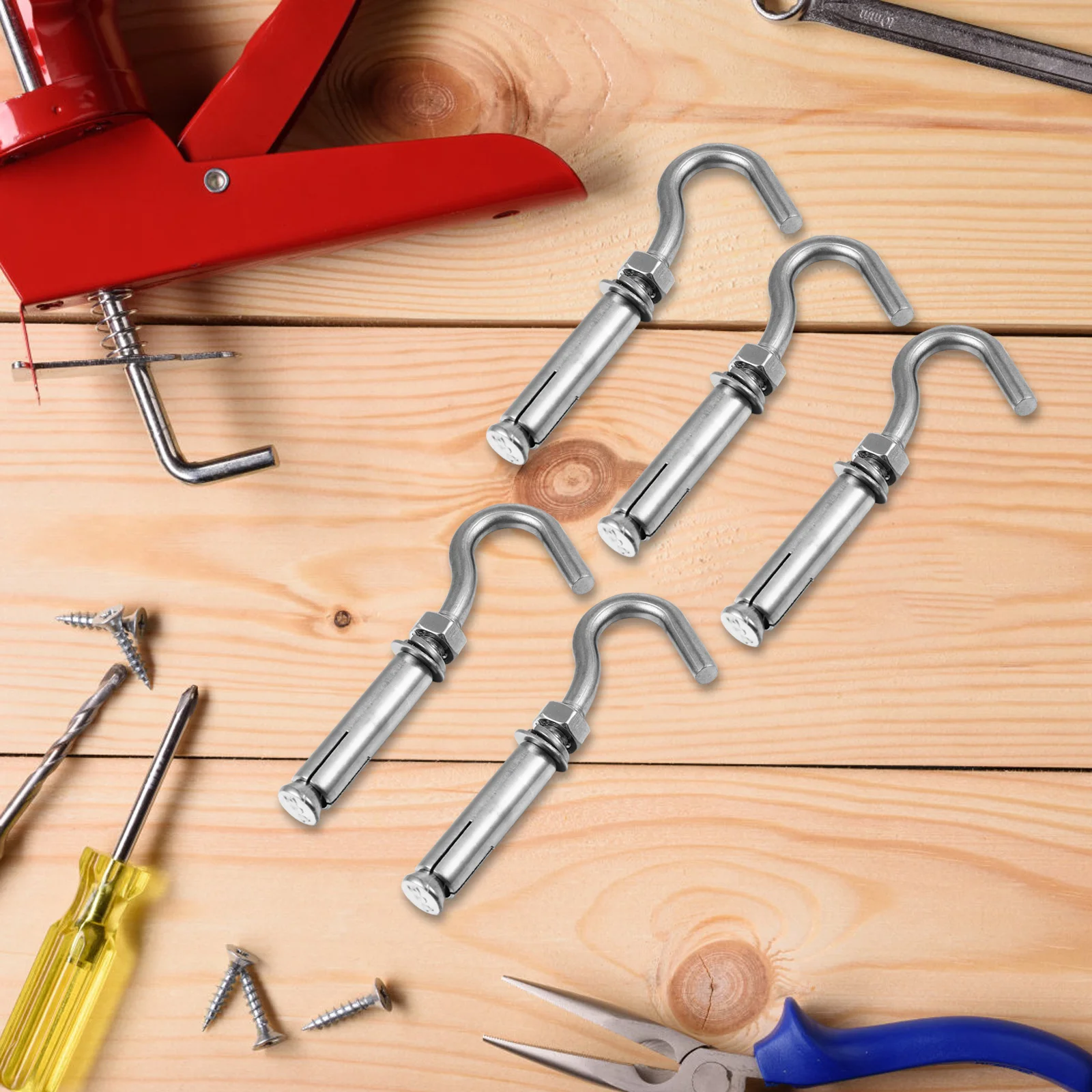 

5pcs Stainless Steel Open Expansion Hook Heavy Duty Anchor Bolt For Mechanical Fitting Sports Building Ac Electric Power