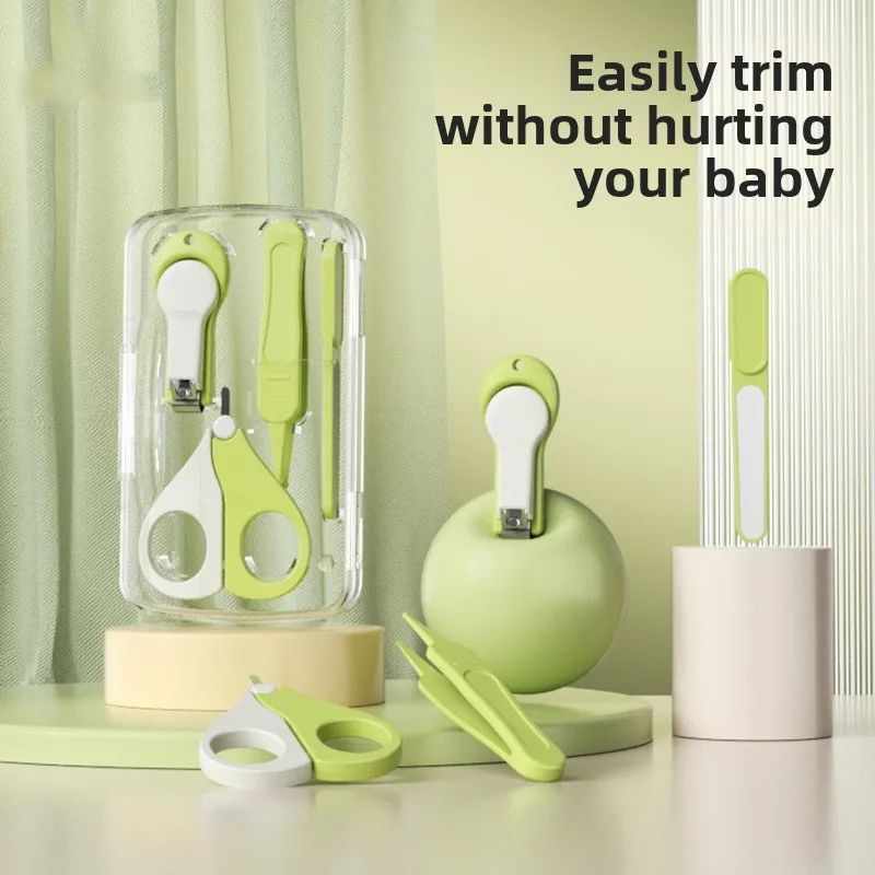 

4pcs/set Baby Nail Scissors Set Newborn Children's Nail Clippers Care Kit for Safe Anti-pinch Baby Care Tools