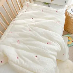 Muslin Baby Blanket Newborn Swaddle Wrap Korean Bear Bunny Warm Baby Quilt for Crib Pure Cotton Kids Bedding Accessories 1X1.2M