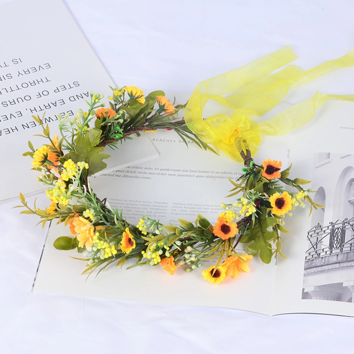 

Bridal Head Flower Sunflower Wreath Headdress Wedding Garland Headband Headpiece Hairband Headbands