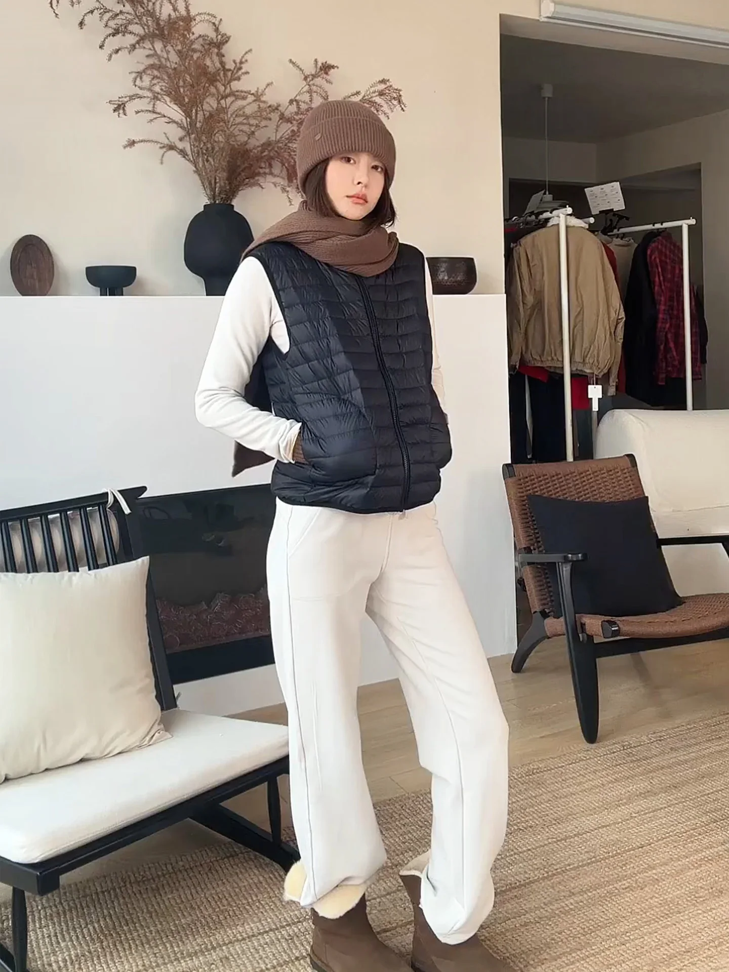 

Baibaiye Women's Straight Leg Casual Pants Dstring Simple Sle Winter Versatile Spicy Rice Cake Pants Z25FN294