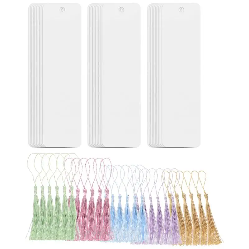 

30 Sets Blank Clear Acrylic Bookmarks Rectangle Craft Transparent Acrylic Book Markers With 20Pcs Small Bookmark Tassels