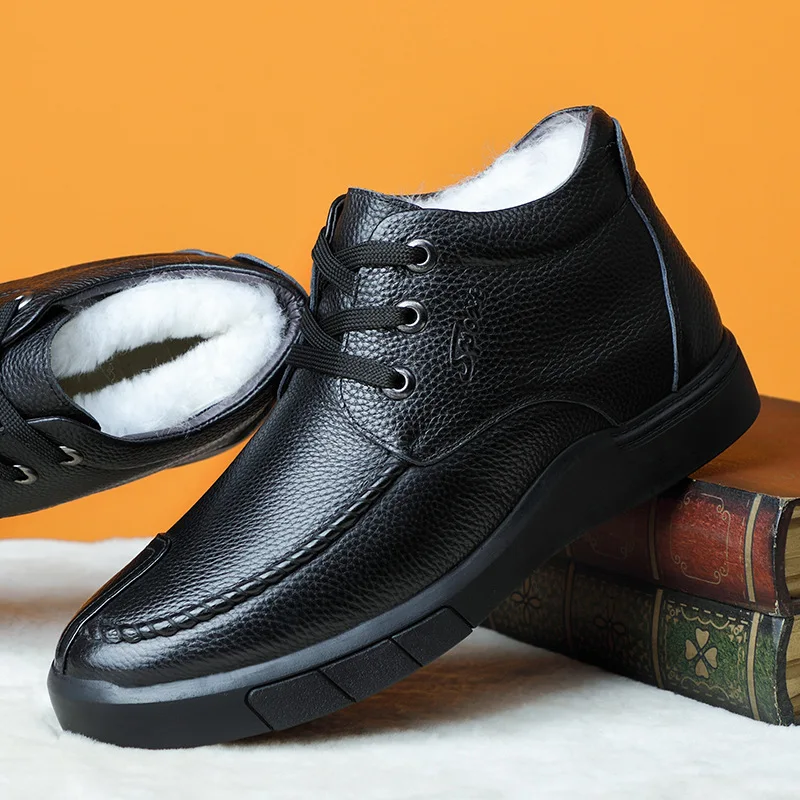 

Men's Casual High Top Leather oes Warm Fce Lined SlipResistant Comfortable Cotton oes Faionable Winter Boots
