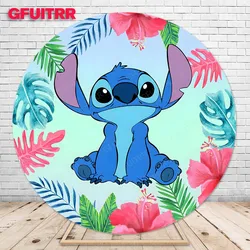 Lilo & Stitch Round Backdrop Disney Kids Birthday Party Decoration Photography Fabric Background Photo Decor Booth Props