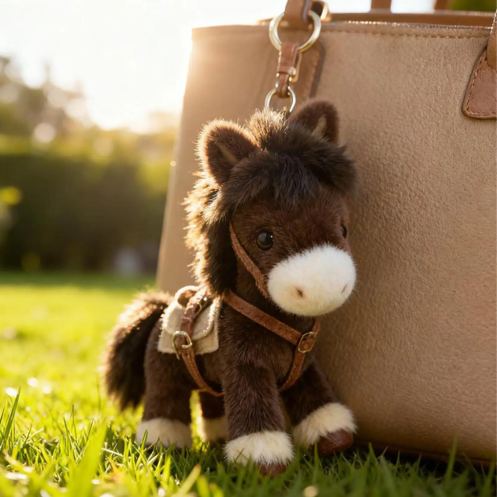 Cute Plush Horse Keychain Soft Stuffed Animal Bag Charm Cartoon Pendant Fashion Accessory for Backpack Purse 2026