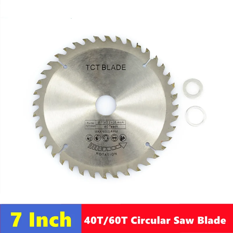 

1pcs TCT woodworking saw blade 7 Inchx2.2x25.4x40T/60T multifunctional circular cutting disc for cutting wood cutting tools