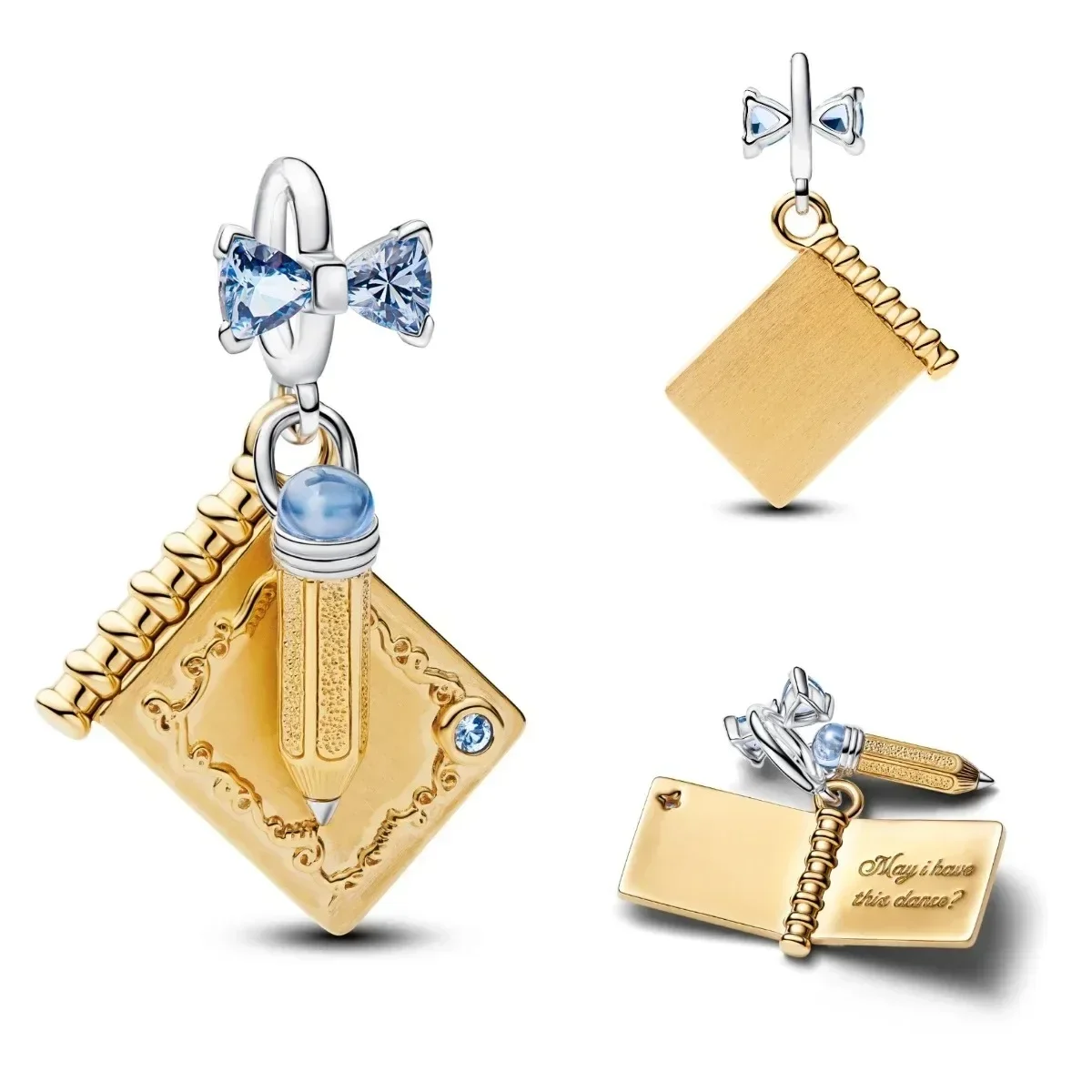 Openable Envelope Beads Engraved Message Tag Bow Pendant 925 Silver Plated Fit DIY Bracelet Bag Keychain Charms Jewelry Gift