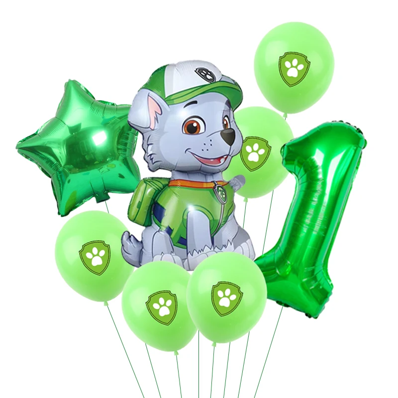 8Pcs Cartoon Paw Patrol foil latex balloon Ryder Rocky balloon party decoration girl boy birthday baby shower ball childrens toy