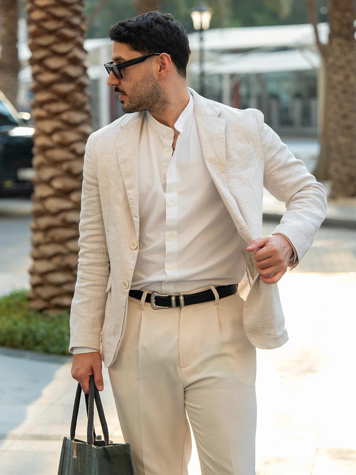 Beach Summer Linen Suit for Men Slim Fit Champagne 2 Piece Outfit Boys Suit Casual Elegant Ternos Masculino Completo Man Suits