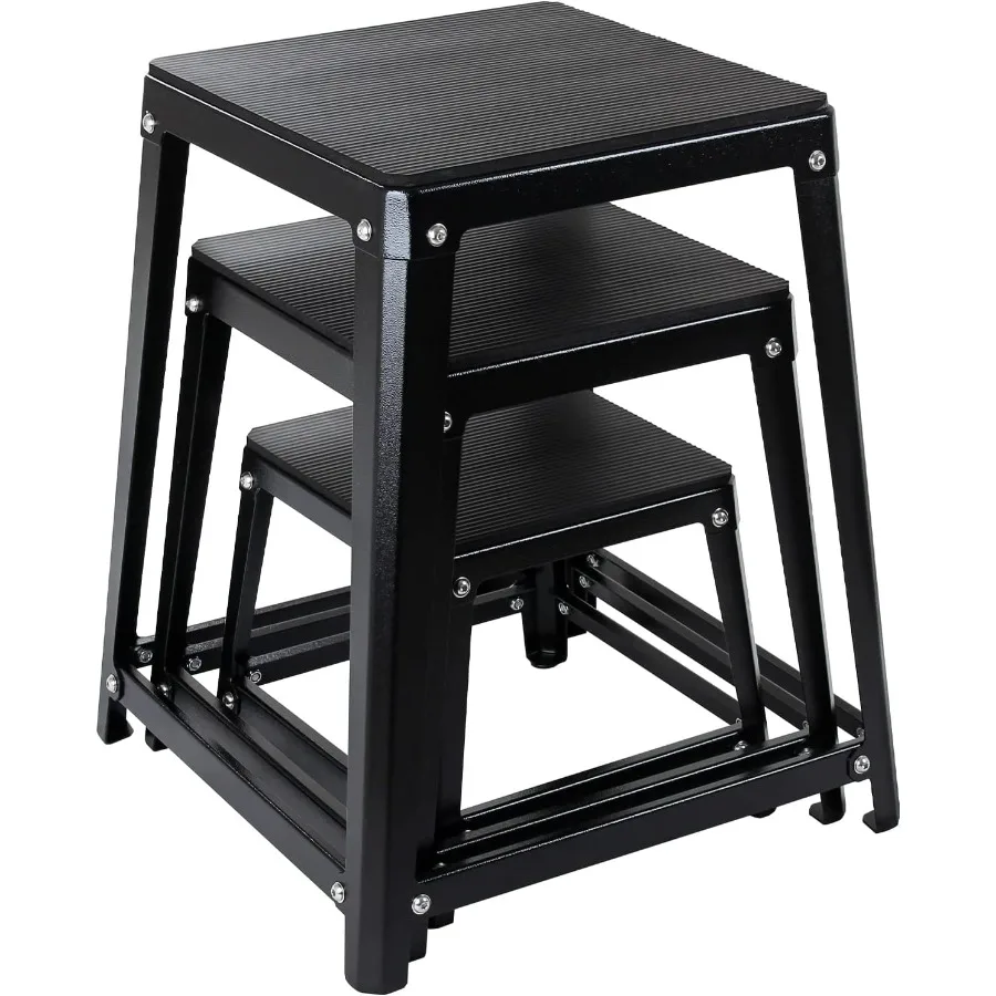 Juego de caja de plataforma pliométrica para entrenamiento de gimnasio en casa, acondicionamiento y desarrollo de fuerza con múltiples opciones de altura 1