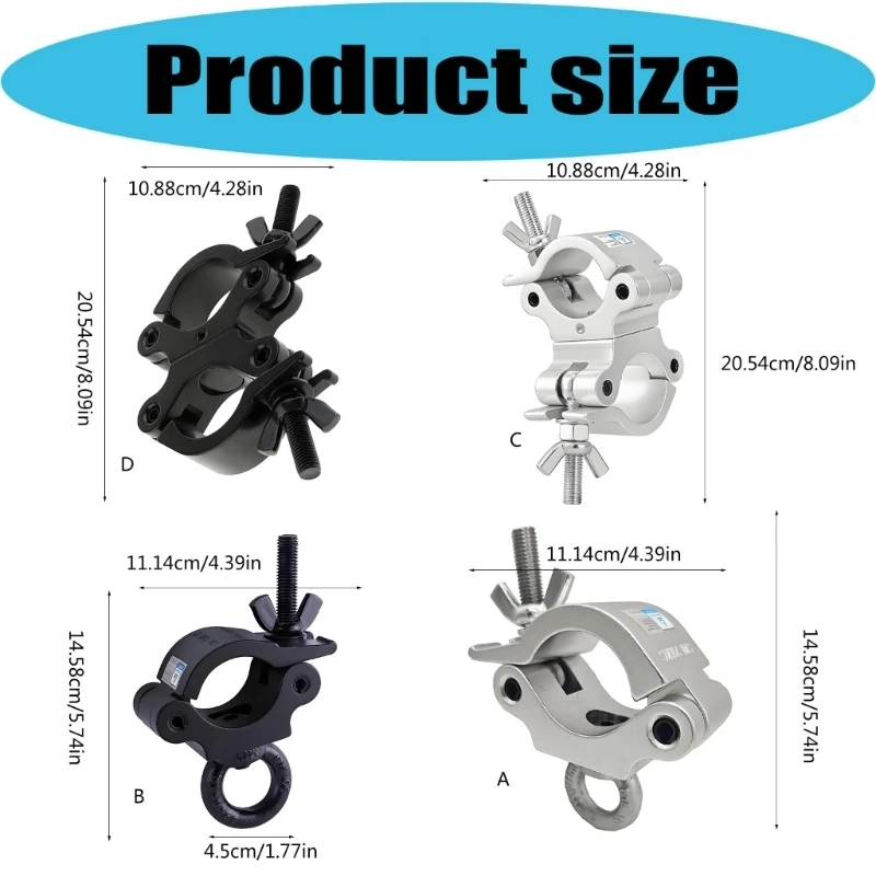 High Strength Aluminum Alloy Single/Double Rings Clamp Stage Light Pipe Clamp C7AC
