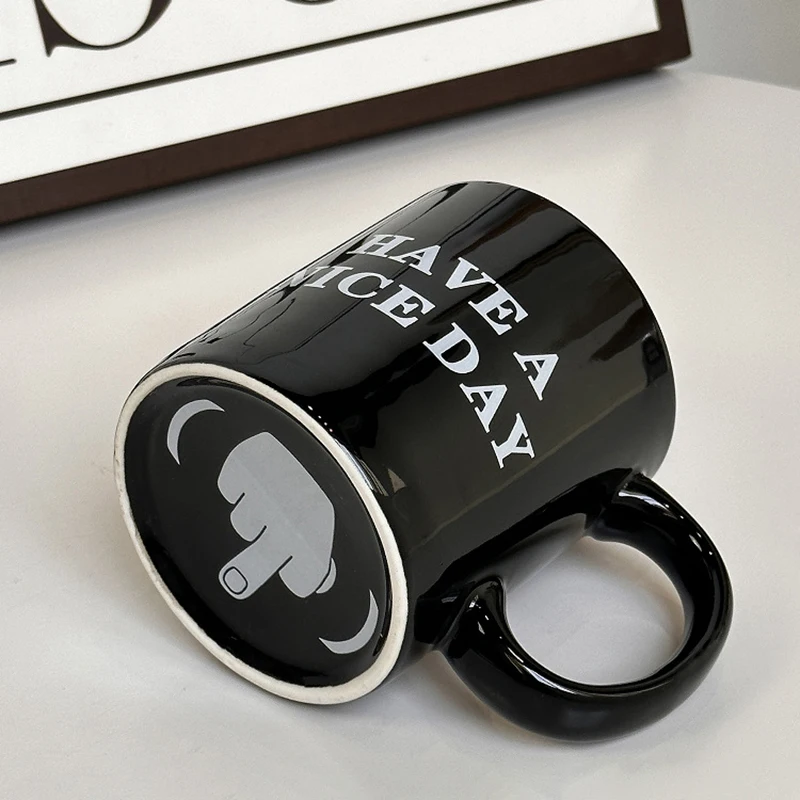 Vertical Middle Finger Cup Creative Mug Anime Films and Television Products Funny Ceramic Coffee Breakfast Cup Christmas Gift