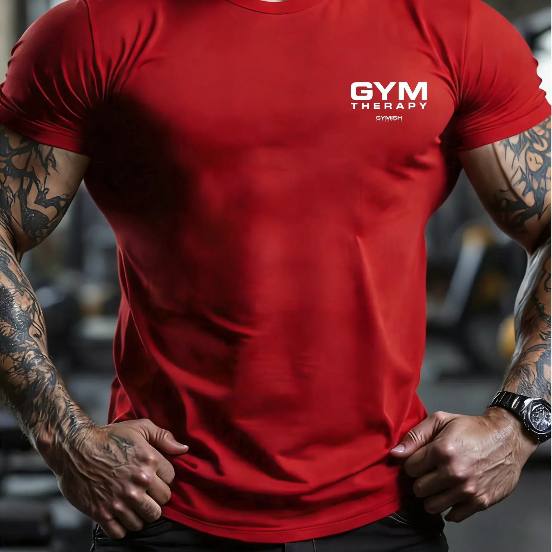 Neues Herren-Fitness-T-Shirt mit GYM-Buchstaben-Print, bequem und atmungsaktiv, Rundhals-T-Shirt für Outdoor-Sport. – Detail 7