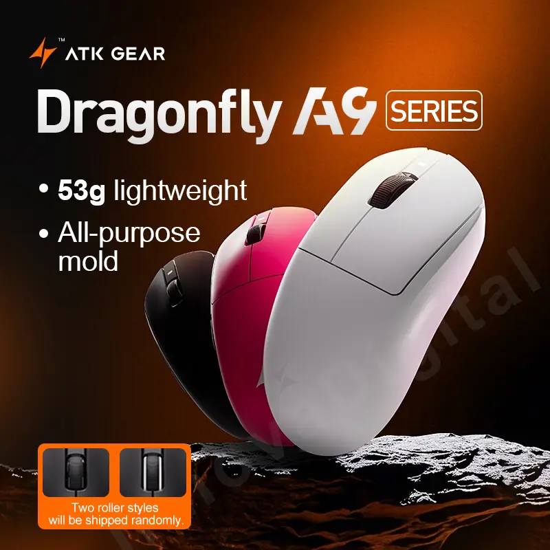 ماوس ألعاب لاسلكي ATK Dragonfly A9 Ultra، PAW3950، خفيف الوزن للغاية، ثلاثي الوضع، مريح، لألعاب الفيديو FPS، A9 SE Plus