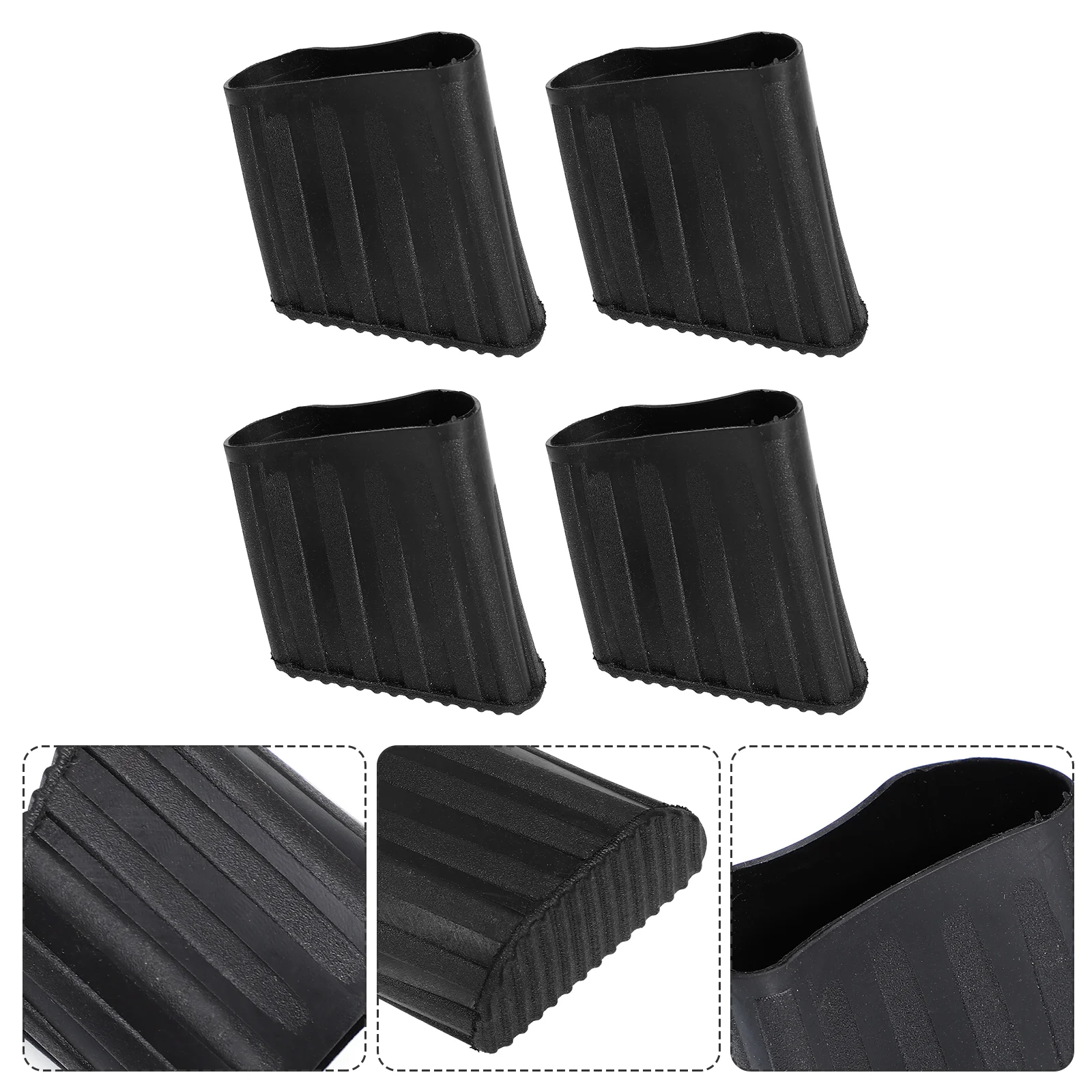 

4 Pcs Replacement Step Ladder Feet Legs Protect Cover Folding Covers Black Rubber