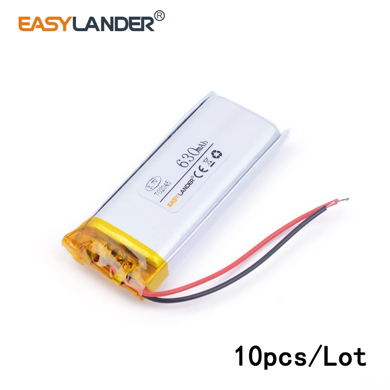 

10pcs /Lot 702045 3.7v lithium Li ion polymer rechargeable battery MP5 MP4 wireless WIFI digital products medical device 630mAH