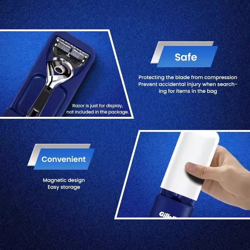Gillette Magnetic Travel Case Portable Razor Holder Shaver Storage Box for Mach3/Fusion5/Vector3 Razors