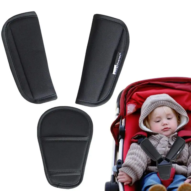 

3pcs Baby Stroller Shoulder Cover Harness Cover For Belt Strap Pram Baby Stroller With Basket Protection Crotch Seat Belt Cover