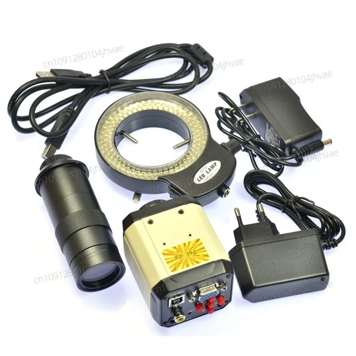 

HD 2.0MP VGA USB AV Digital Industrial Microscope Camera 100X Zoom C-mount Lens Video Recorder 144 LED adjustable Light